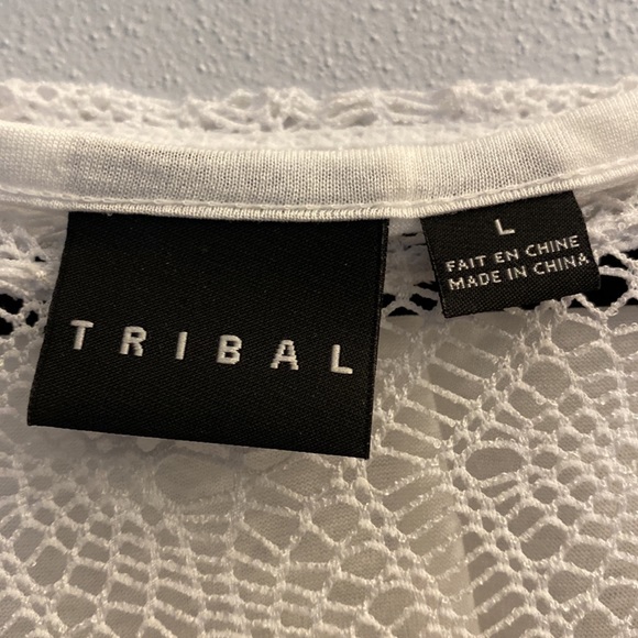 Tribal size L white knit top with built in tank. - Picture 3 of 3